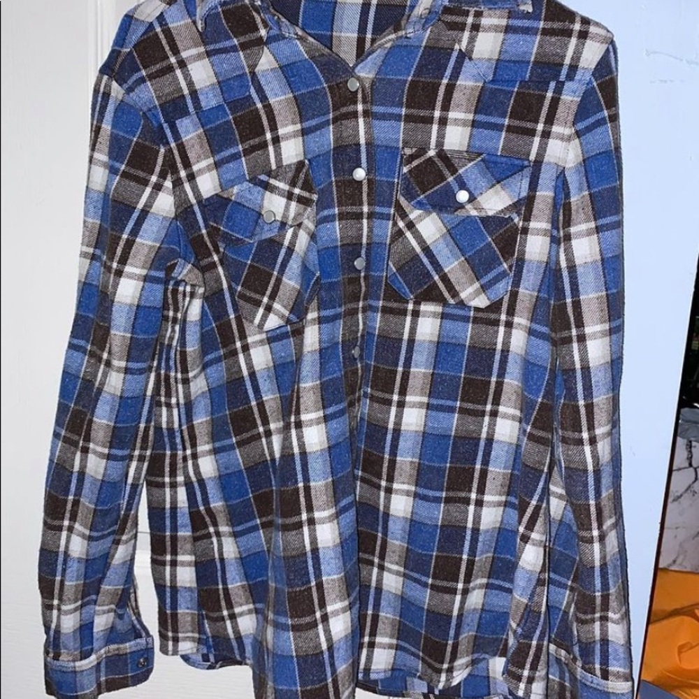 Blue and Blackish Grey Flannel